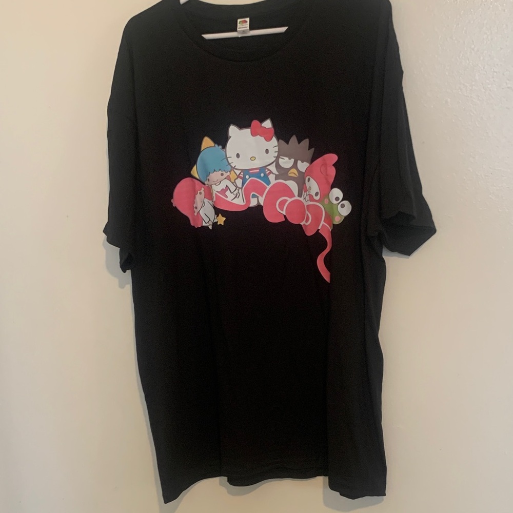 Black Tee with Colorful Sanrio Characters